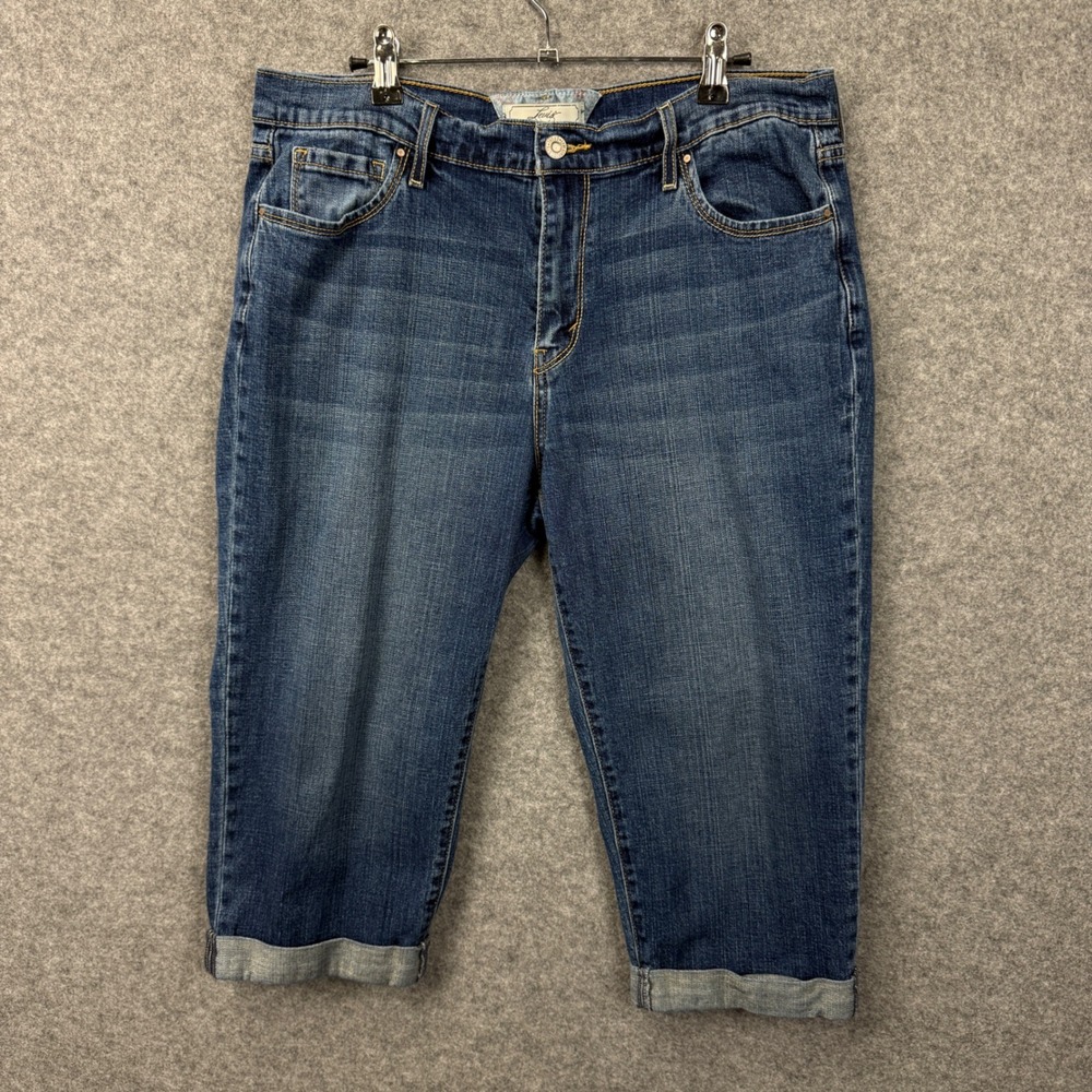 Levi's Womens Capris Jeans Mid Rise Cuffed Blue Denim Size 14